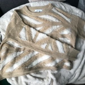Tan and white cropped sweater